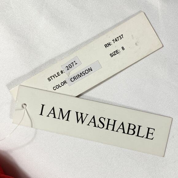 Shift Dress Crimson Red Polka Dot Belted Pockets Shelby & Palmer Midi Size 8 NWT - Picture 9 of 12